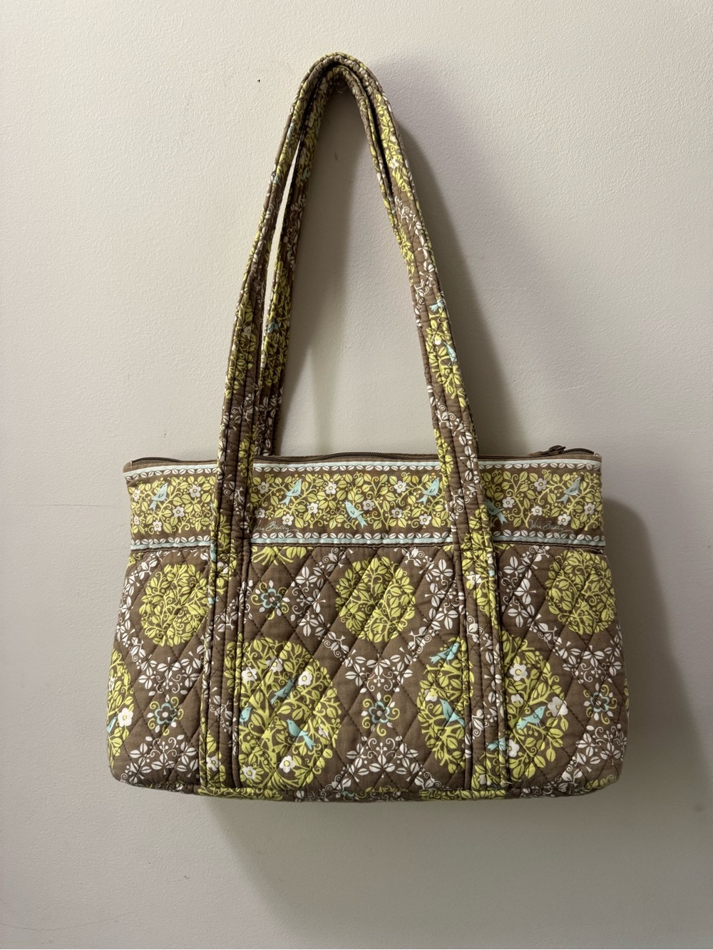 Vera Bradley Quilted Tote in Brown and Yellow Floral